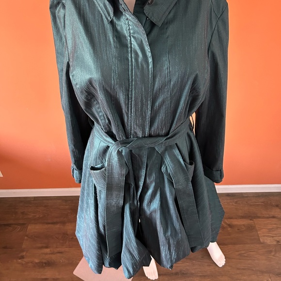 SAMUEL DONG dark jade green belted trench coat - Picture 3 of 12